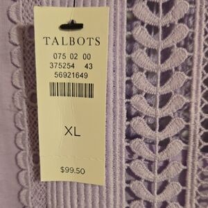 Talbots Light Purple Lace Detail Top XL
